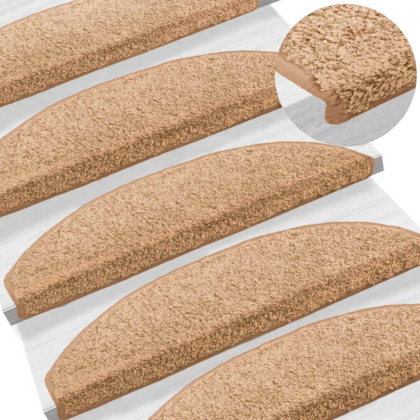 Selvklæbende Trappemåtter 15 stk. 80 x 24,5 x 3,5 cm Beige