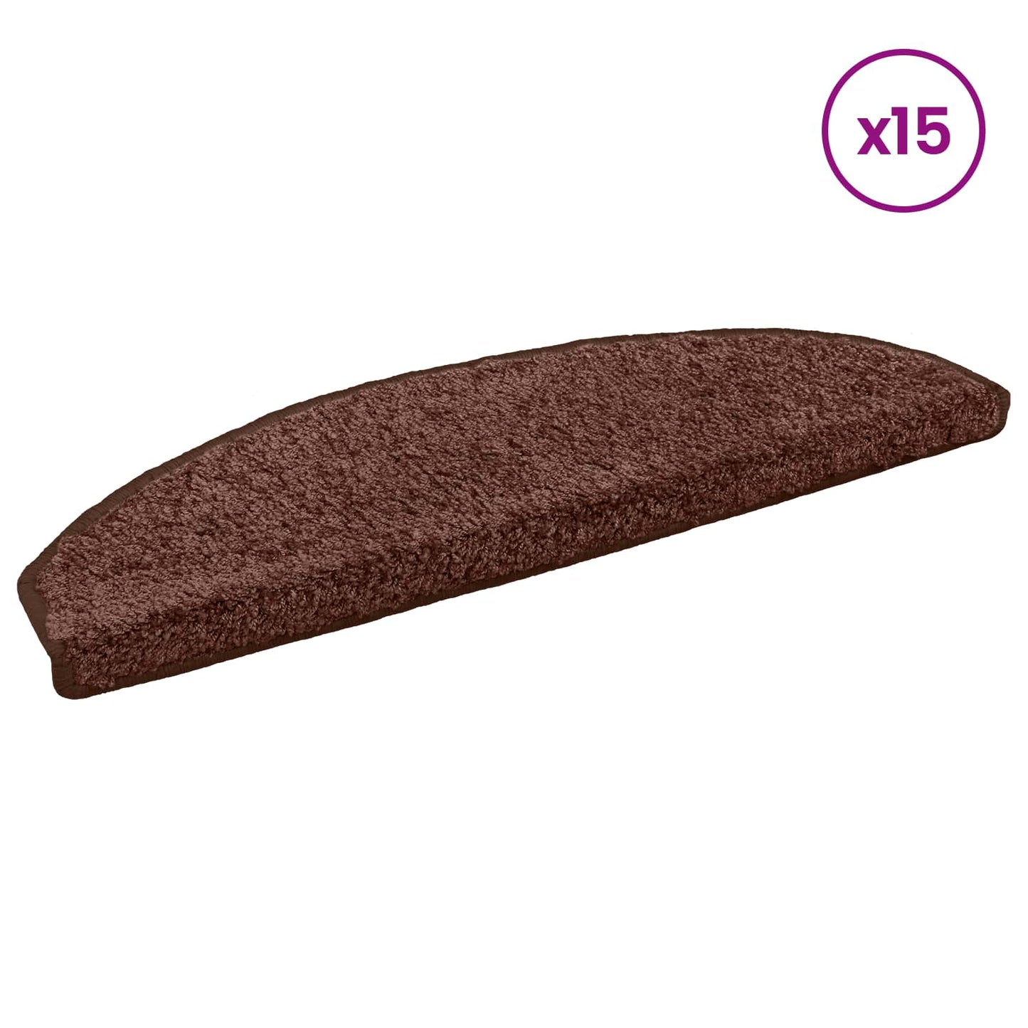 Selvklæbende Trappemåtter 15 stk. 80 x 24,5 x 3,5 cm Brun