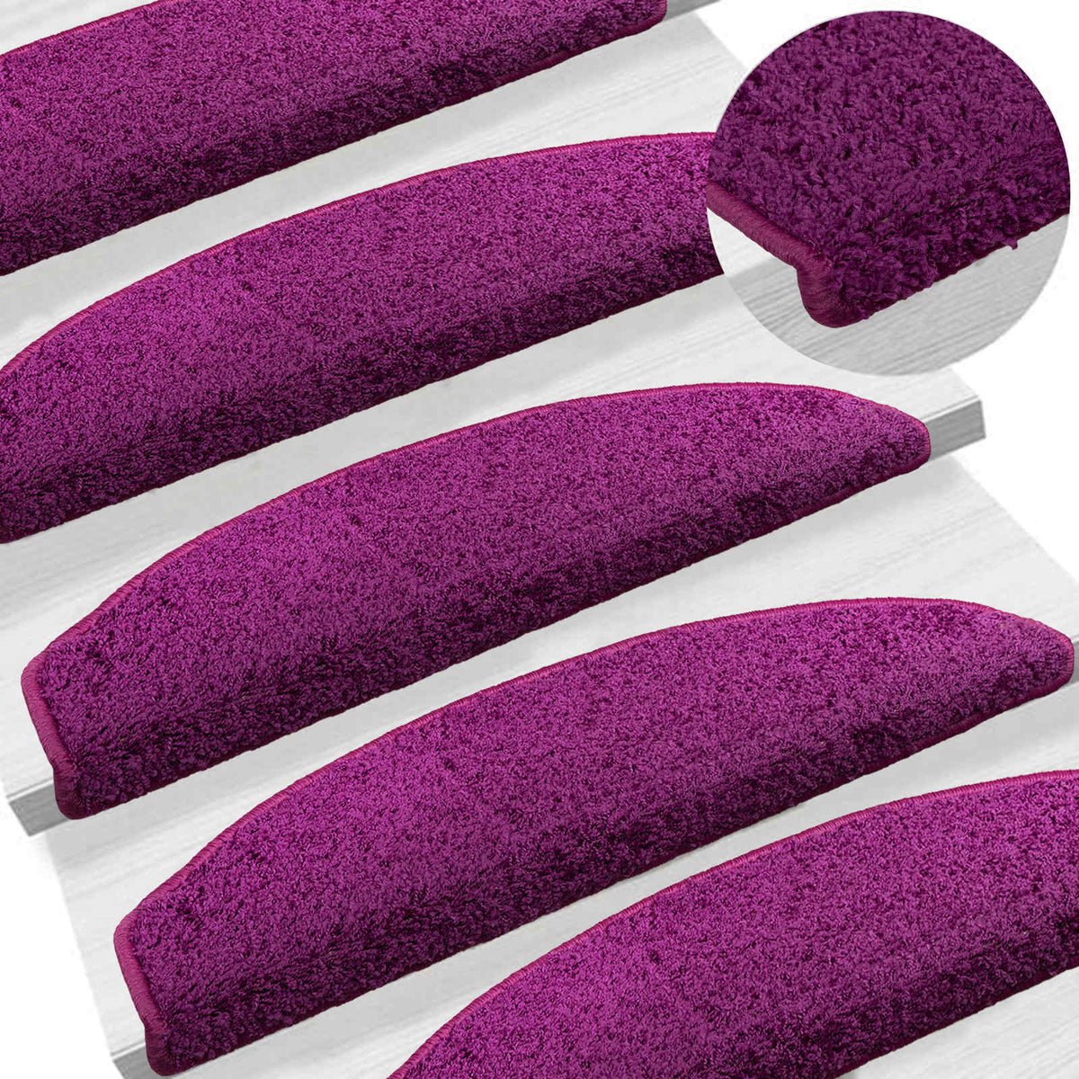Selvklæbende Trappemåtter 15 stk. 80 x 24,5 x 3,5 cm Violet