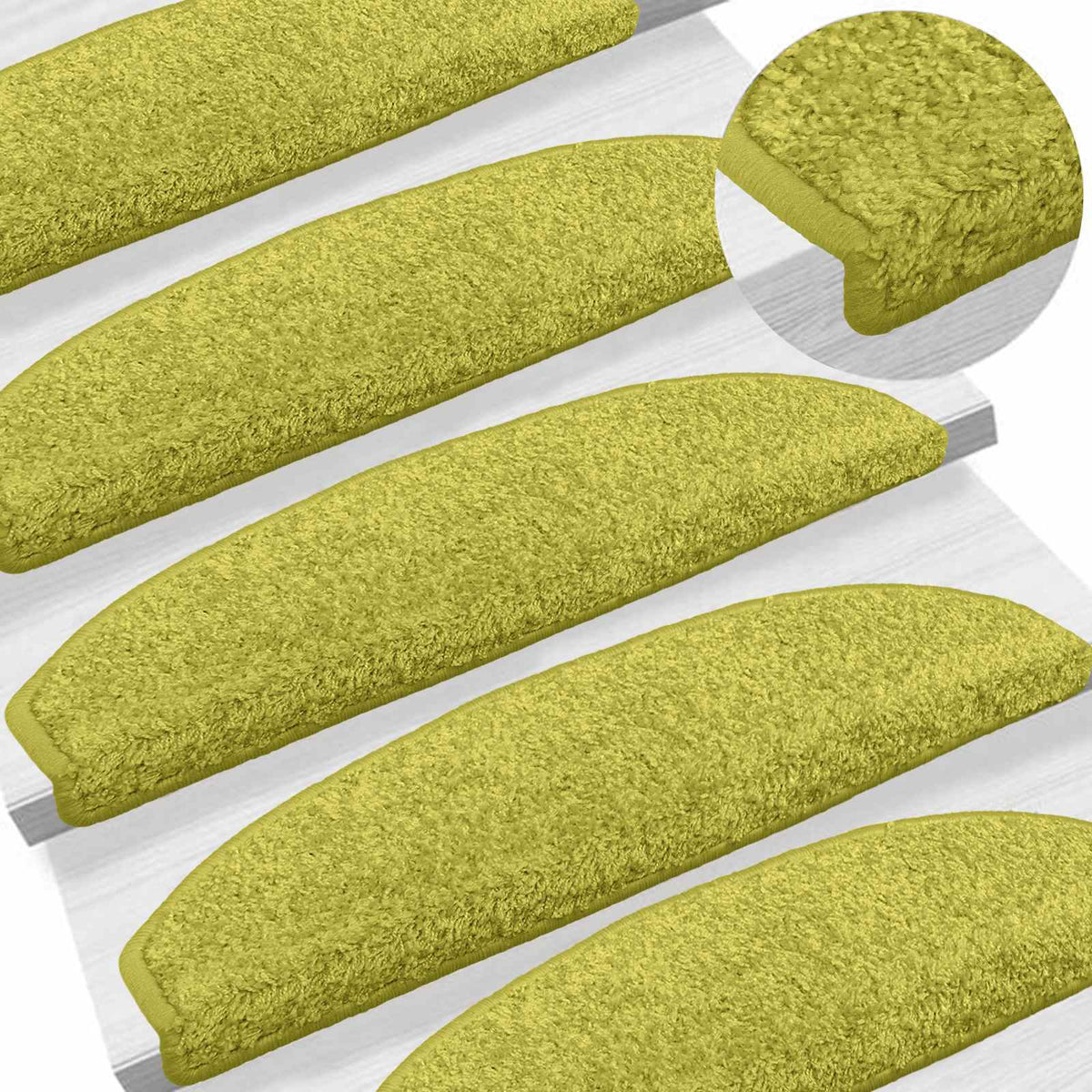 Selvklæbende Trappemåtter 15 stk. 80 x 24,5 x 3,5 cm Grøn