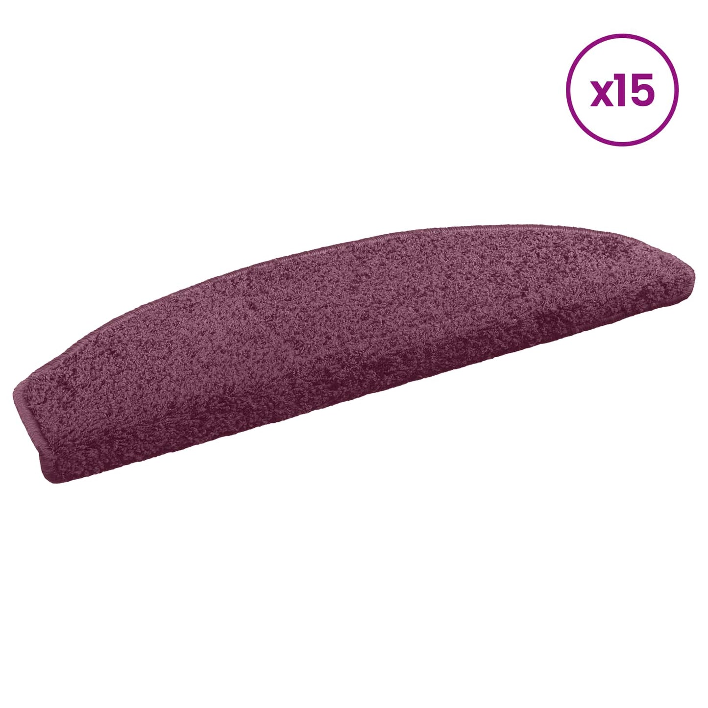 Selvklæbende Trappemåtter 15 stk. 80 x 24,5 x 3,5 cm Mørk lilla