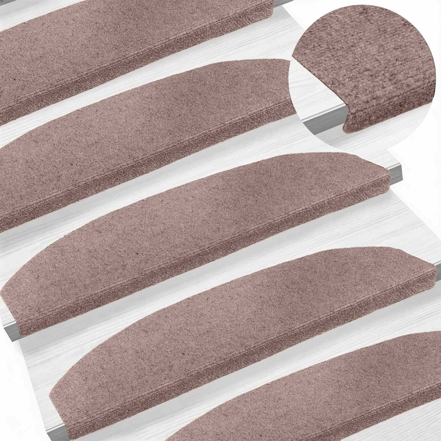 Selvklæbende Trappemåtter 15 stk. 80 x 24,5 x 3,5 cm Beige