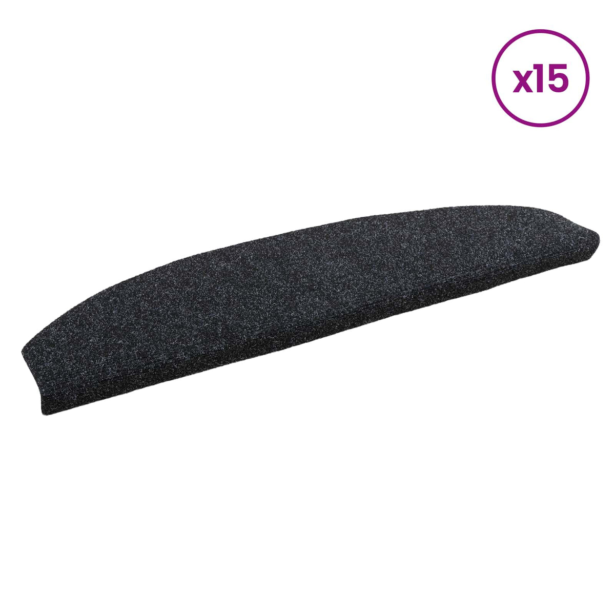 Selvklæbende Trappemåtter 15 stk. 80 x 24,5 x 3,5 cm Sort