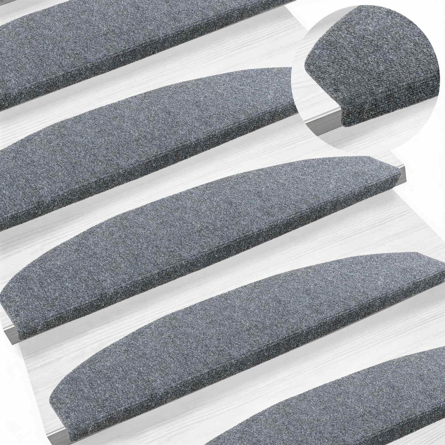 Selvklæbende Trappemåtter 15 stk. 80 x 24,5 x 3,5 cm Lysegrå