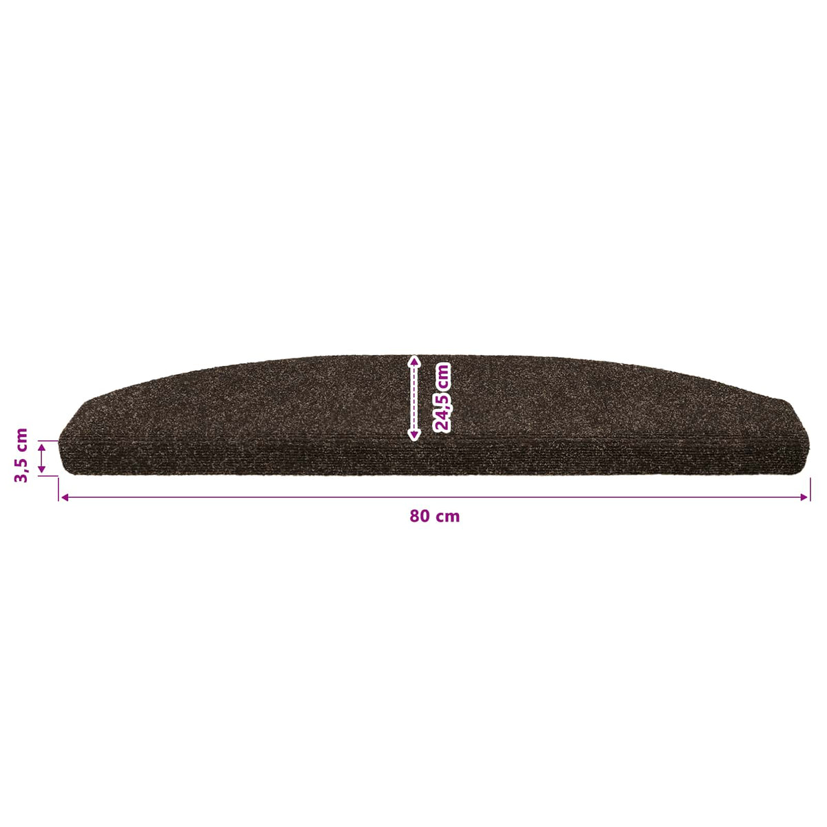 Selvklæbende Trappemåtter 15 stk. 80 x 24,5 x 3,5 cm Mørk Brun
