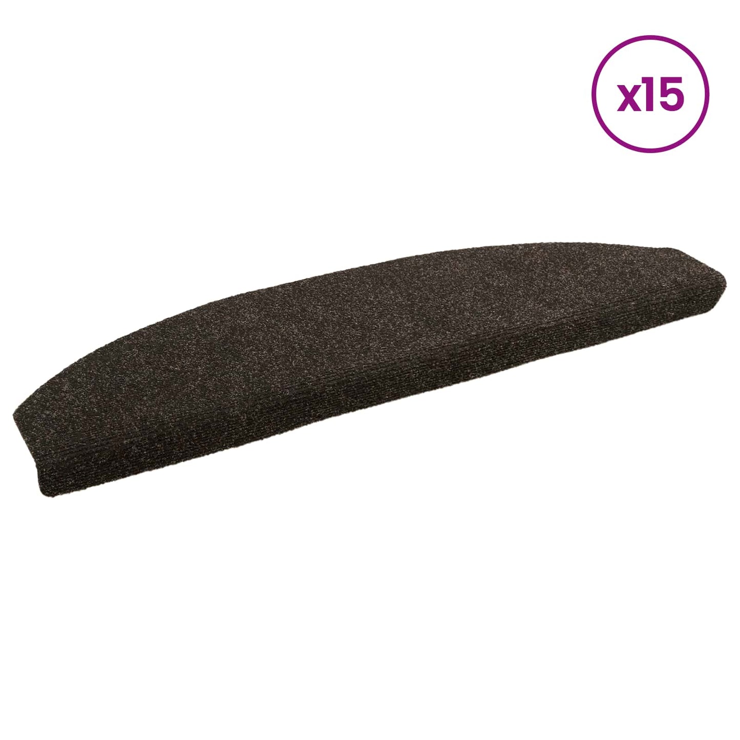 Selvklæbende Trappemåtter 15 stk. 80 x 24,5 x 3,5 cm Mørk Brun