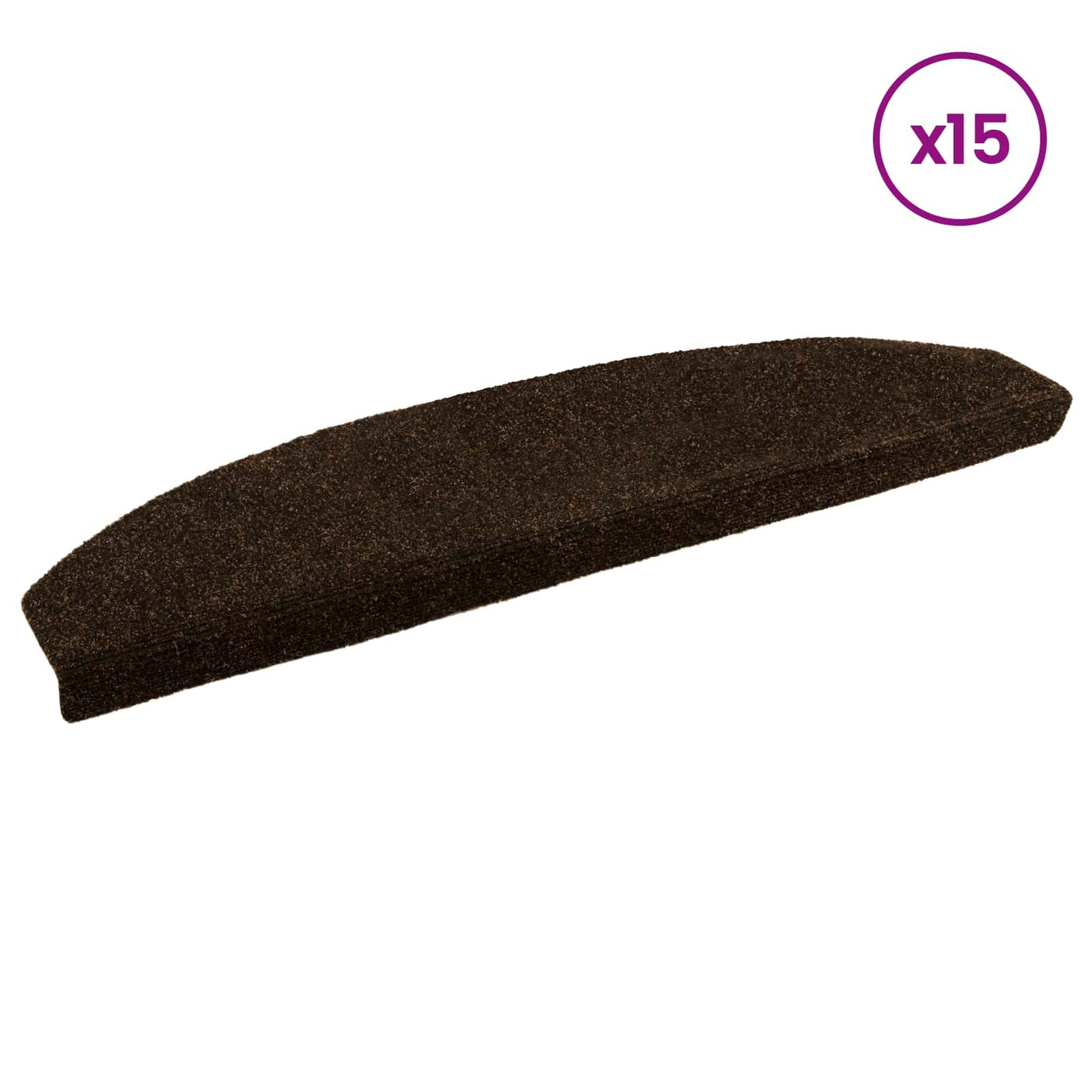Selvklæbende Trappemåtter 15 stk. 80 x 24,5 x 3,5 cm Brun