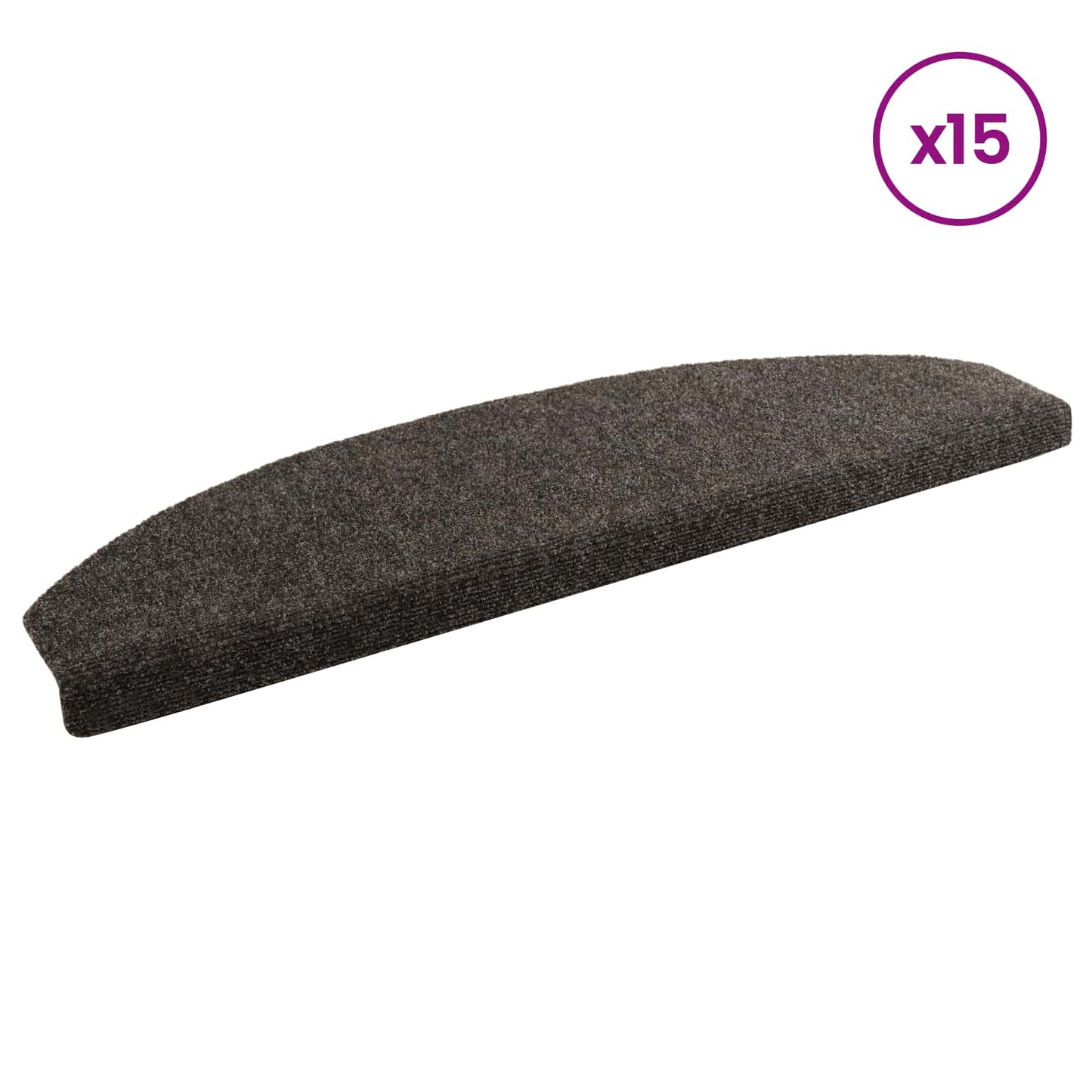Selvklæbende Trappemåtter 15 stk. 80 x 24,5 x 3,5 cm Antracit