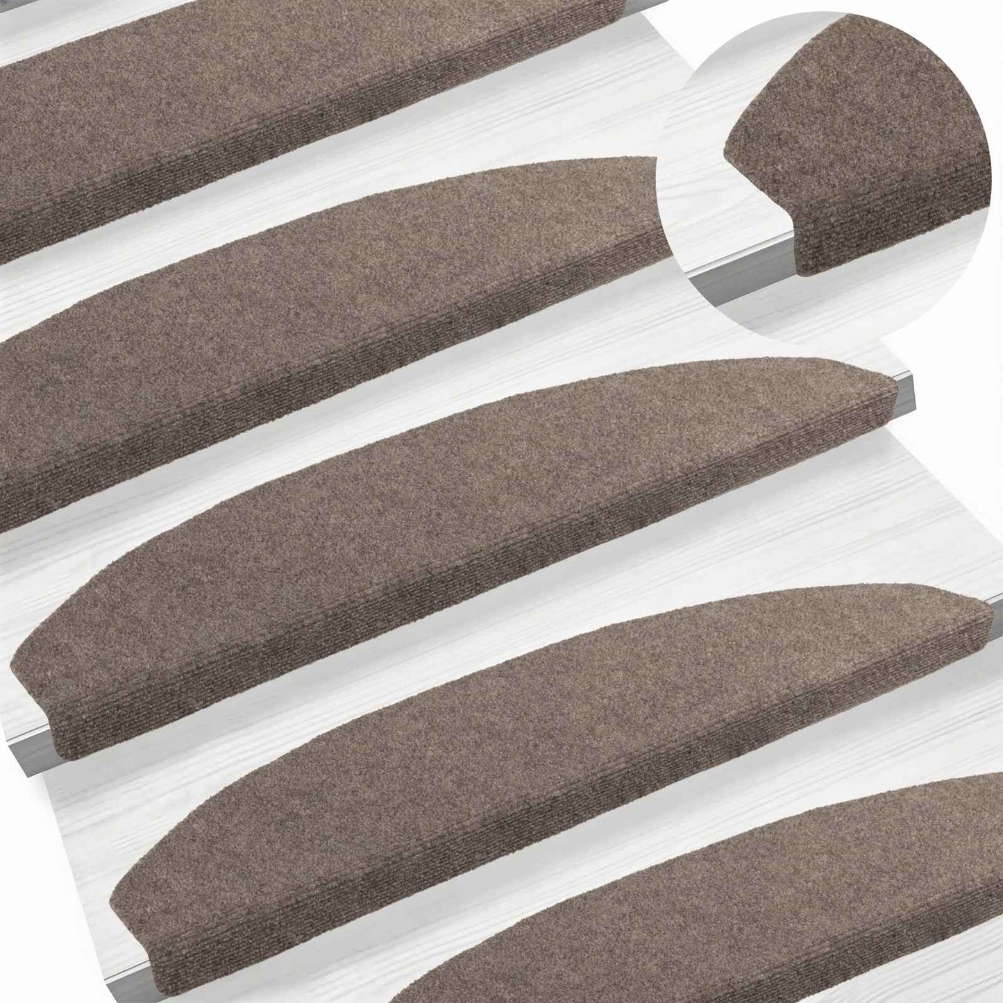 Selvklæbende Trappemåtter 15 stk. 80 x 24,5 x 3,5 cm Mokka