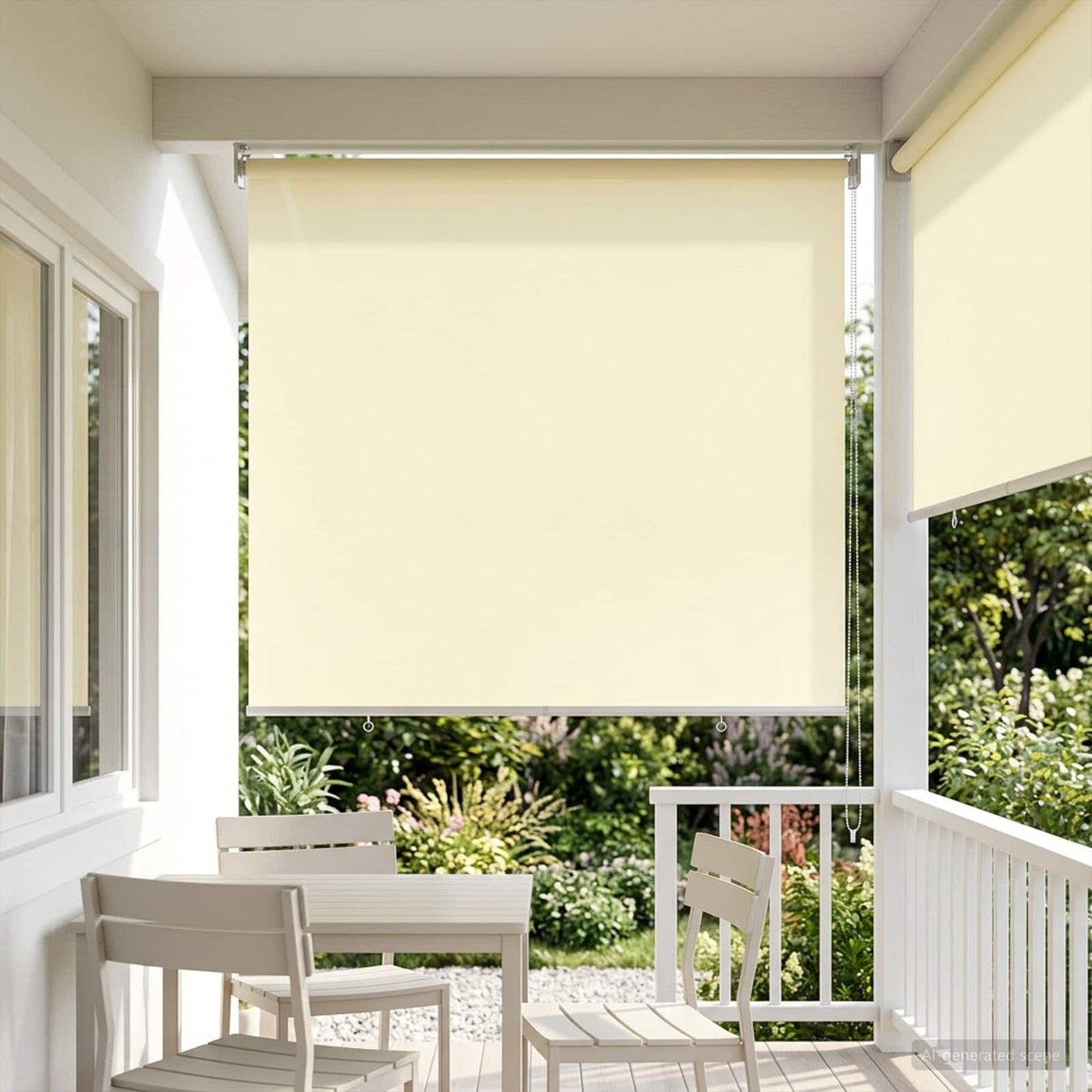 Udeterrasse Rullegardin UV Beskyttelse Cremefarvet Polyester