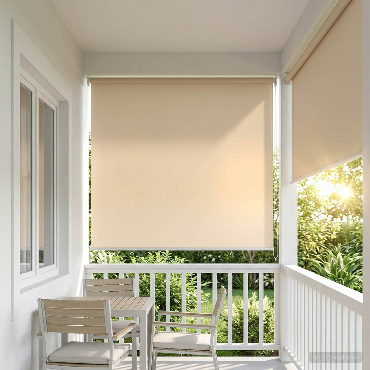 Udeterrasse Rullegardin UV Beskyttelse Beige Polyester
