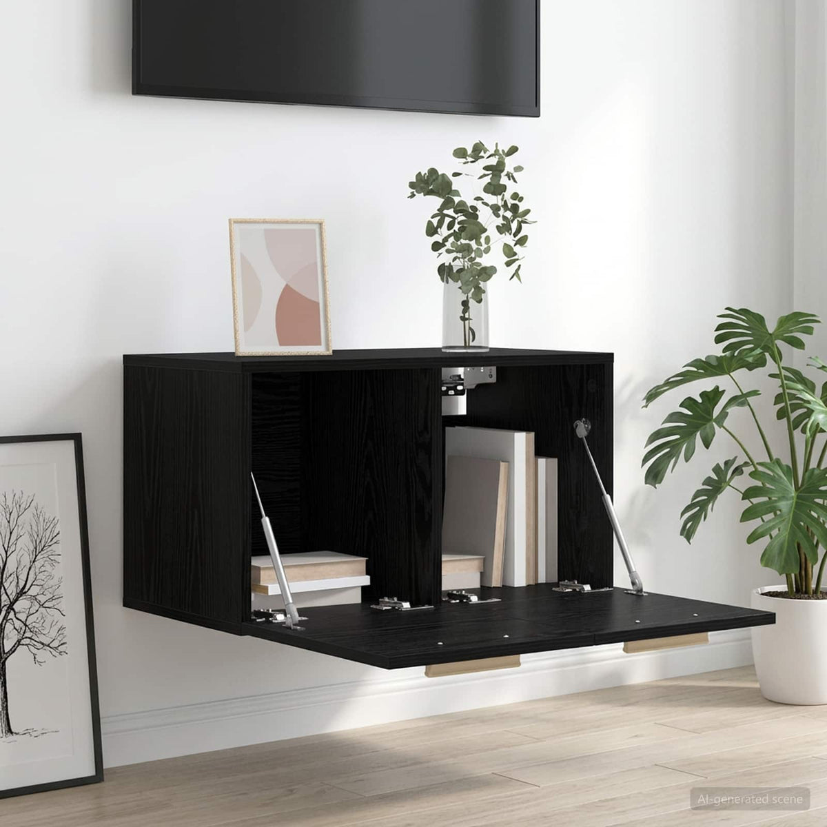 Vægskab Sort eg 60 x 36,5 x 35 cm Konstrueret træ
