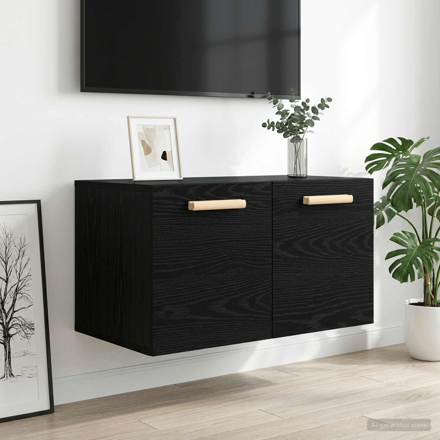 Vægskab Sort eg 60 x 36,5 x 35 cm Konstrueret træ