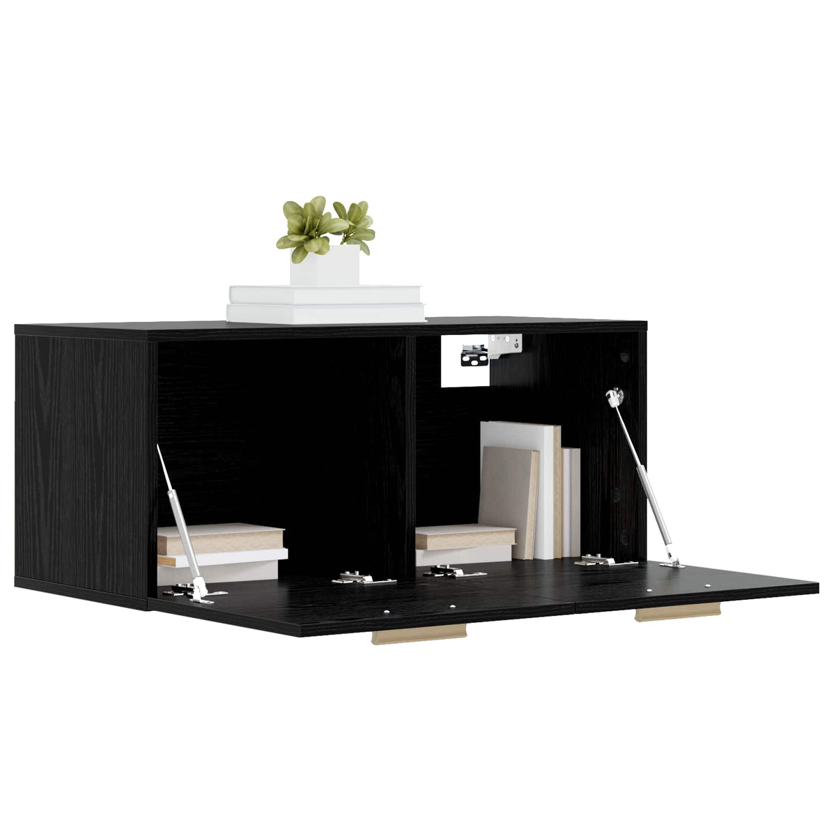 Vægskab Vægmonteret Sort eg 80 x 36,5 x 35 cm Konstrueret træ