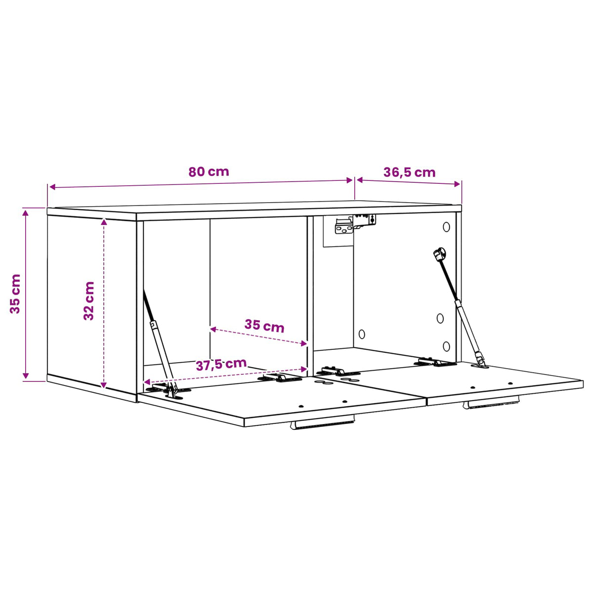 Vægskab Vægmonteret Sort eg 80 x 36,5 x 35 cm Konstrueret træ