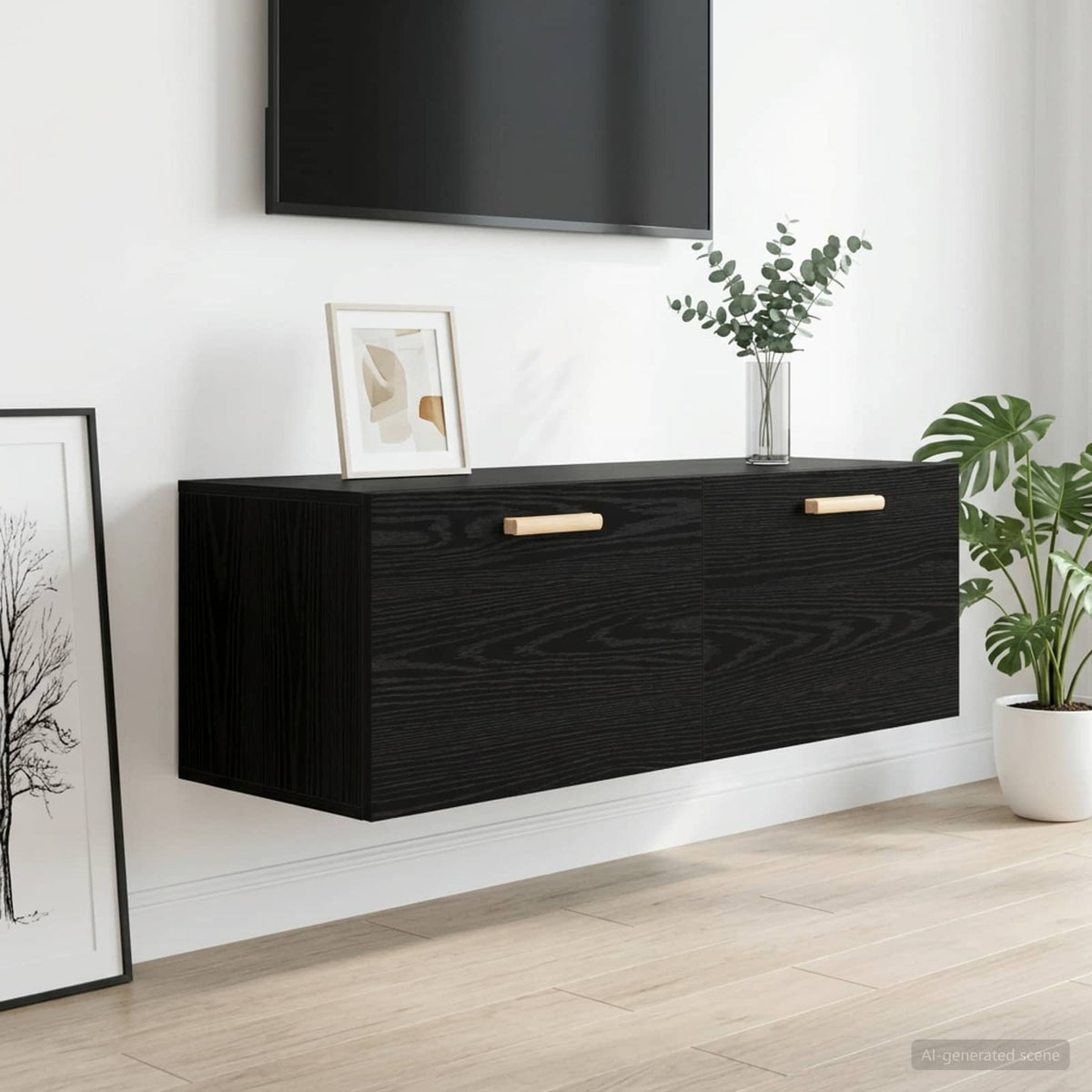 Vægskab Sort eg 100 x 36,5 x 35 cm Konstrueret træ