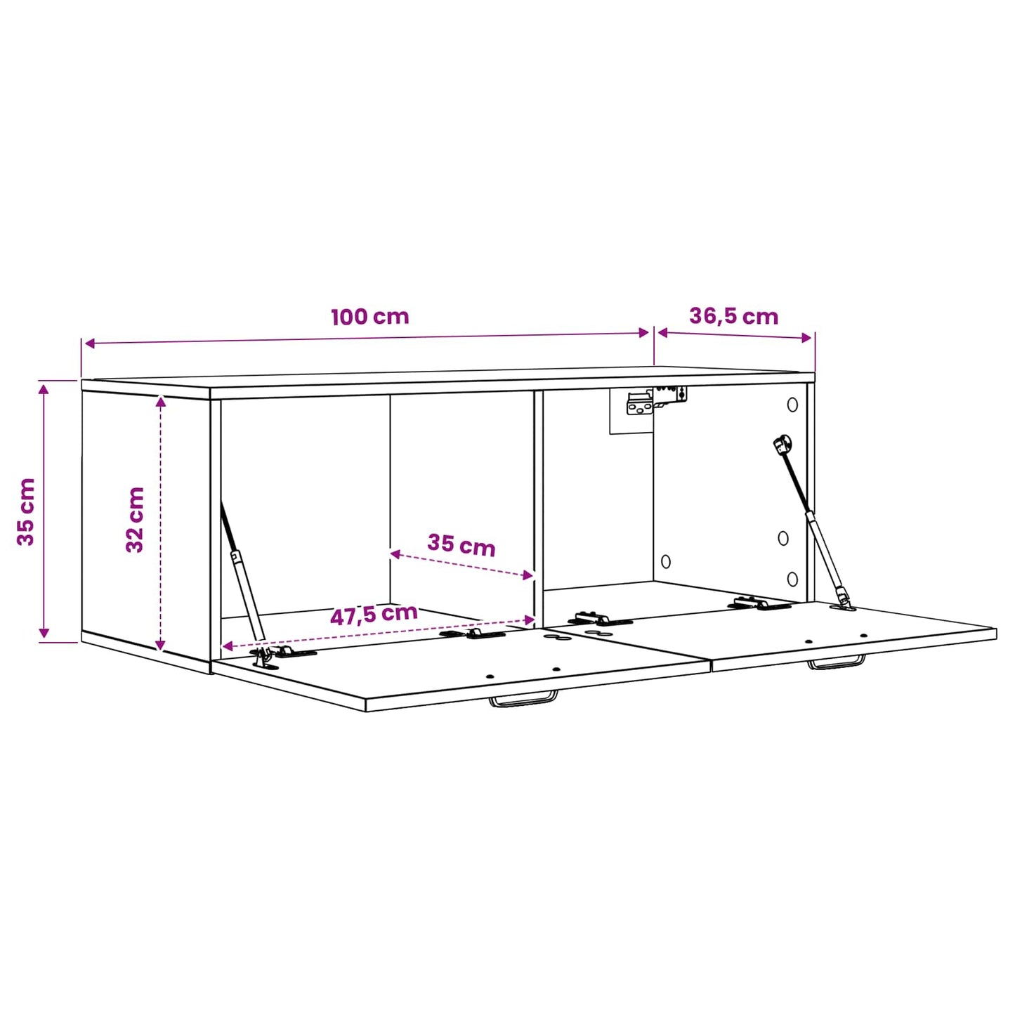 Vægskab Sort eg 100 x 36,5 x 35 cm Konstrueret træ