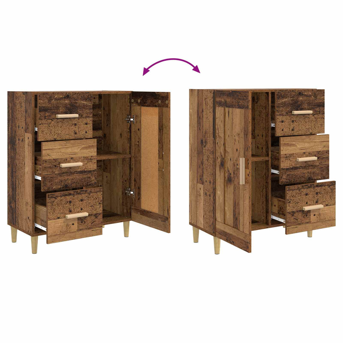 Sideboard Gammelt træ 69,5 x 34 x 90 cm Konstrueret træ