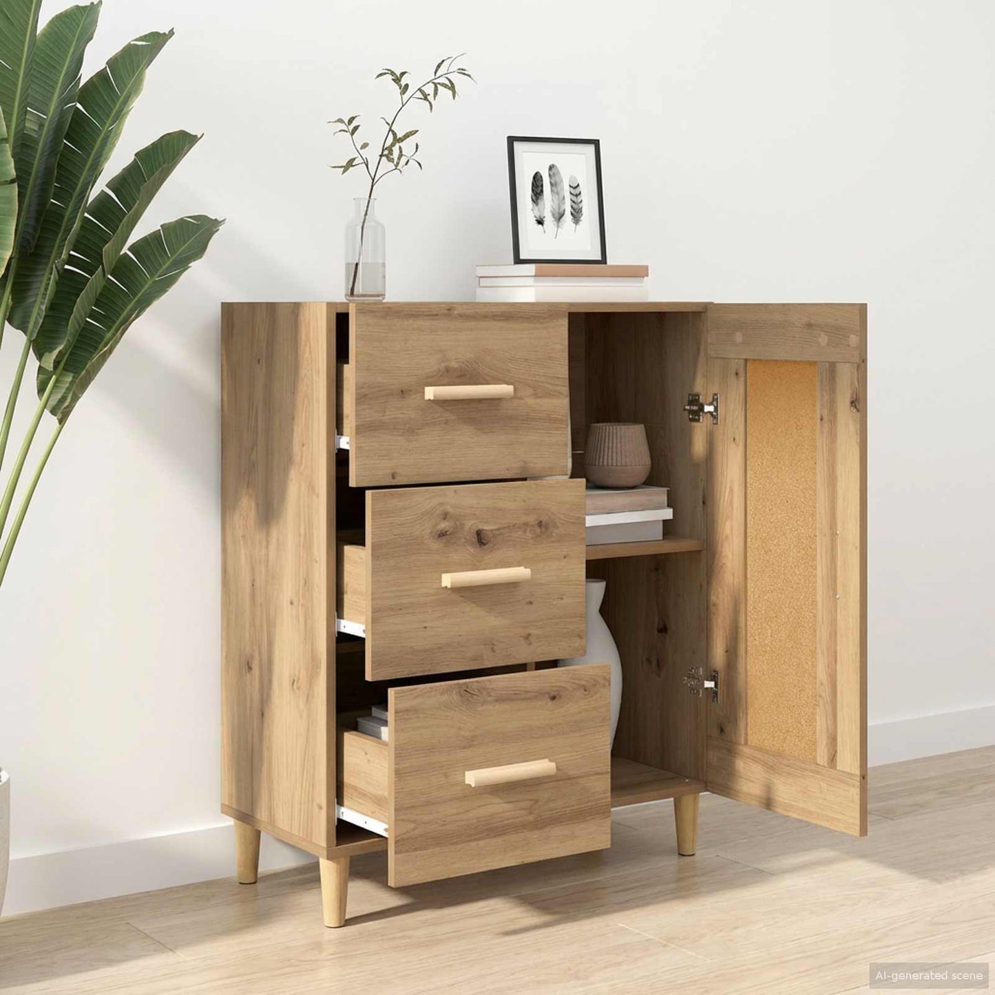 Sideboard Artisan-eg 69,5 x 34 x 90 cm Konstrueret træ