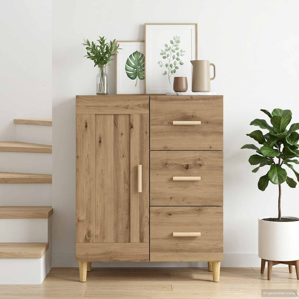 Sideboard Artisan-eg 69,5 x 34 x 90 cm Konstrueret træ