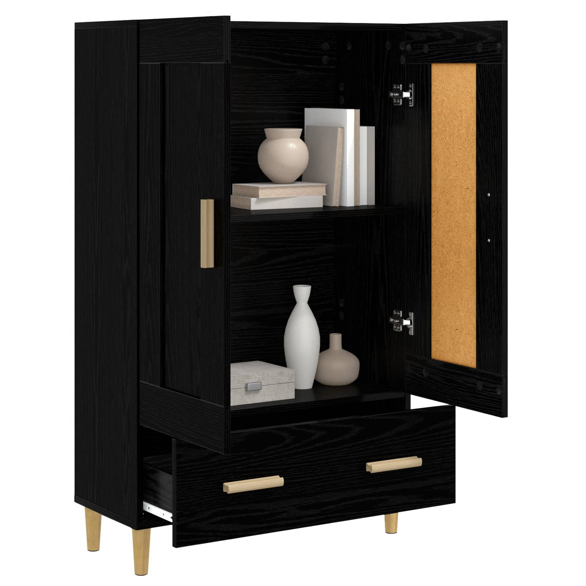 Highboard Sort eg 70 x 31 x 115 cm Konstrueret træ