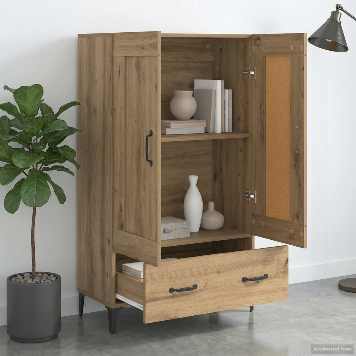 Highboard Artisan-eg 70 x 31 x 115 cm Konstrueret træ