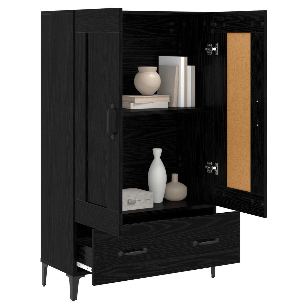 Highboard Sort eg 70 x 31 x 115 cm Konstrueret træ