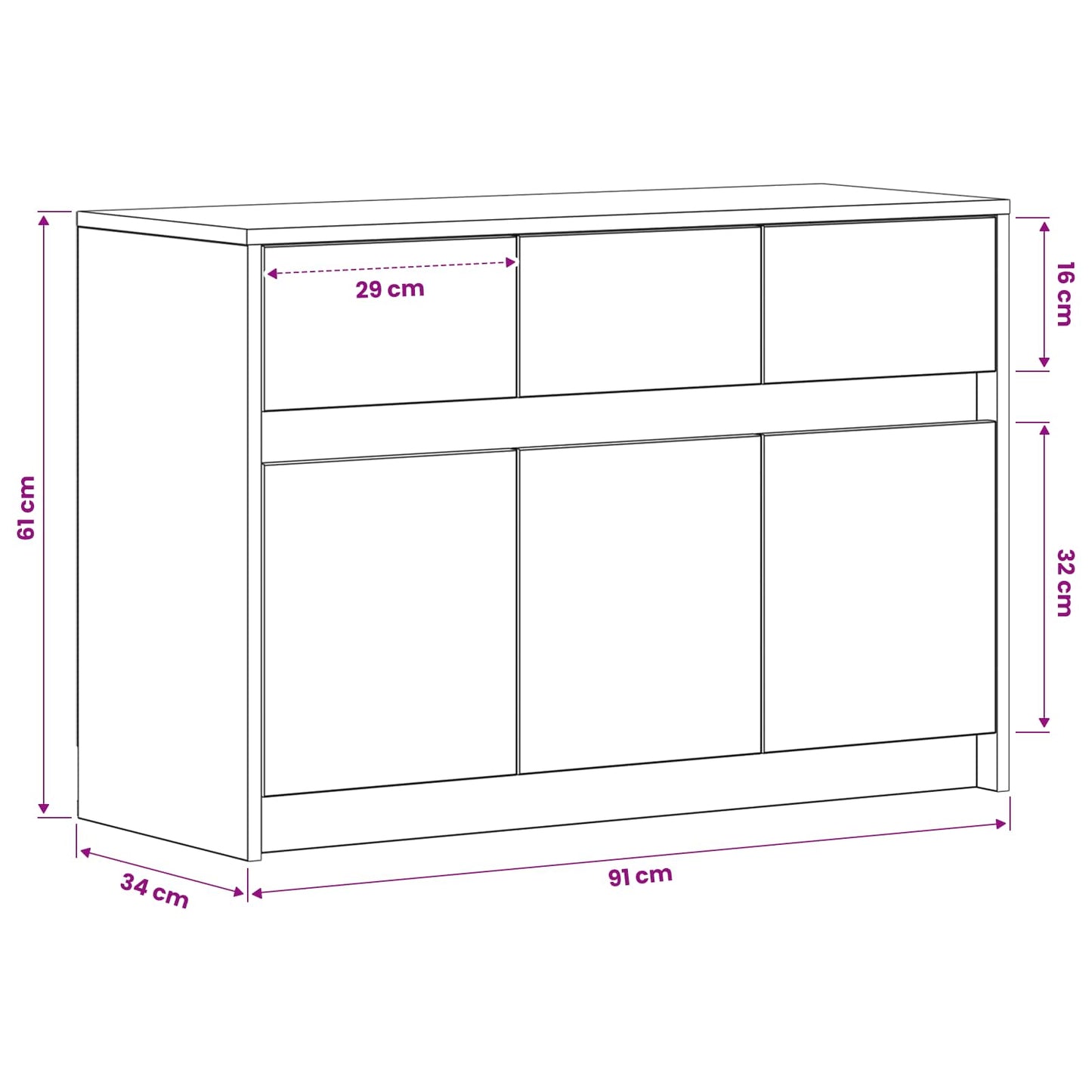 TV-skab 91 x 34 x 61 cm Gammelt træ Konstrueret træ