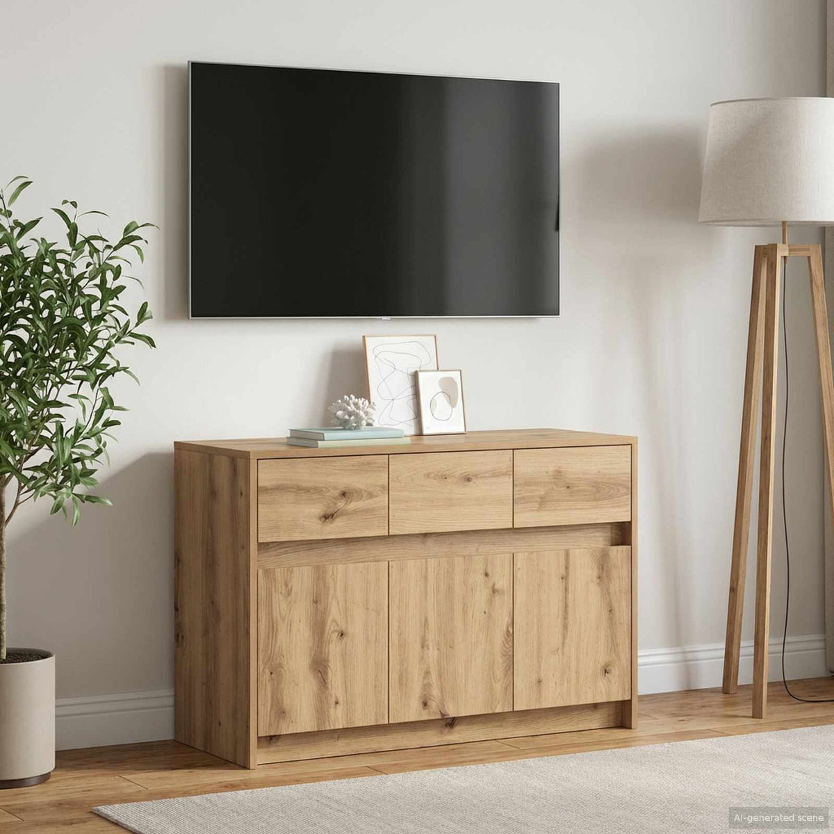TV-skab 91 x 34 x 61 cm Artisan-eg Konstrueret træ