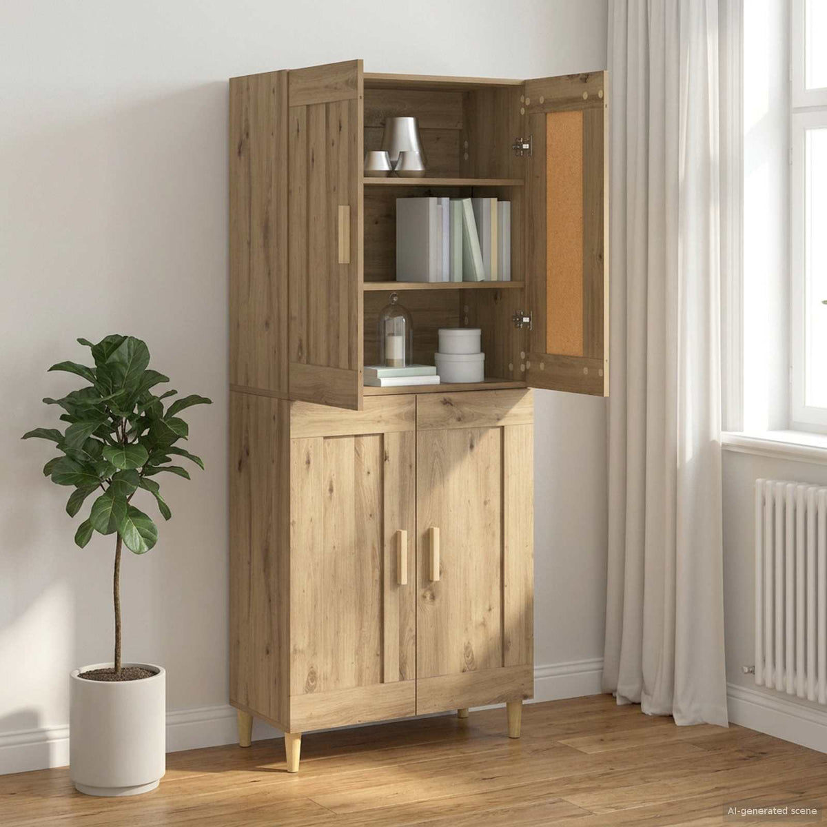 Sideboard Artisan-eg 69,5 x 34 x 90 cm Konstrueret træ
