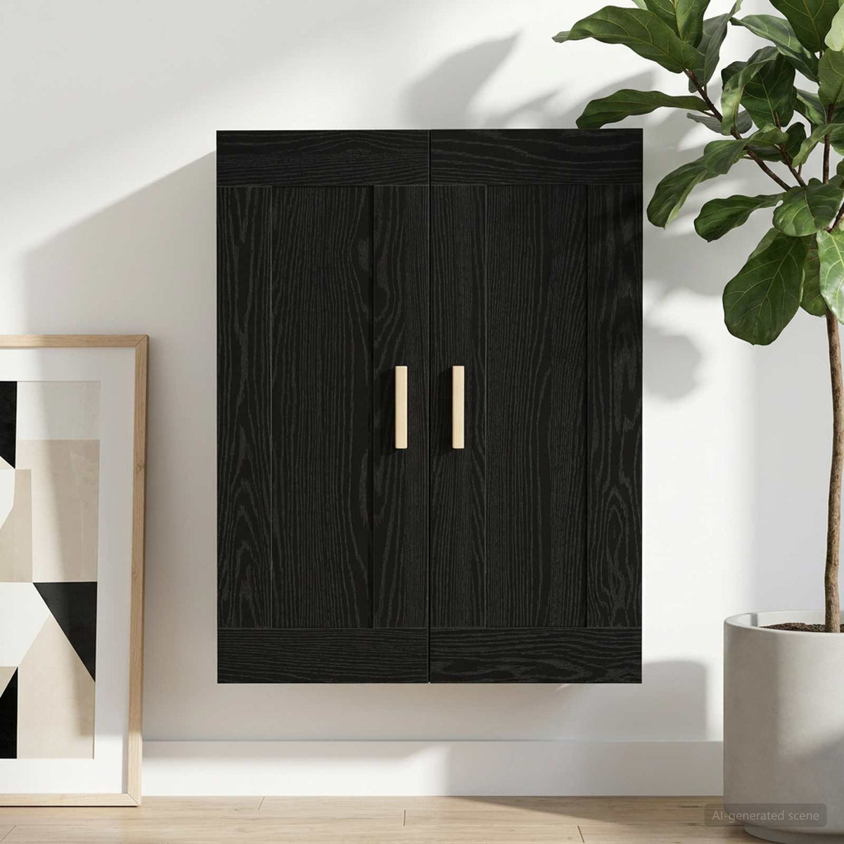 Vægskab Vægmonteret Sort eg 69,5 x 34 x 90 cm Konstrueret træ