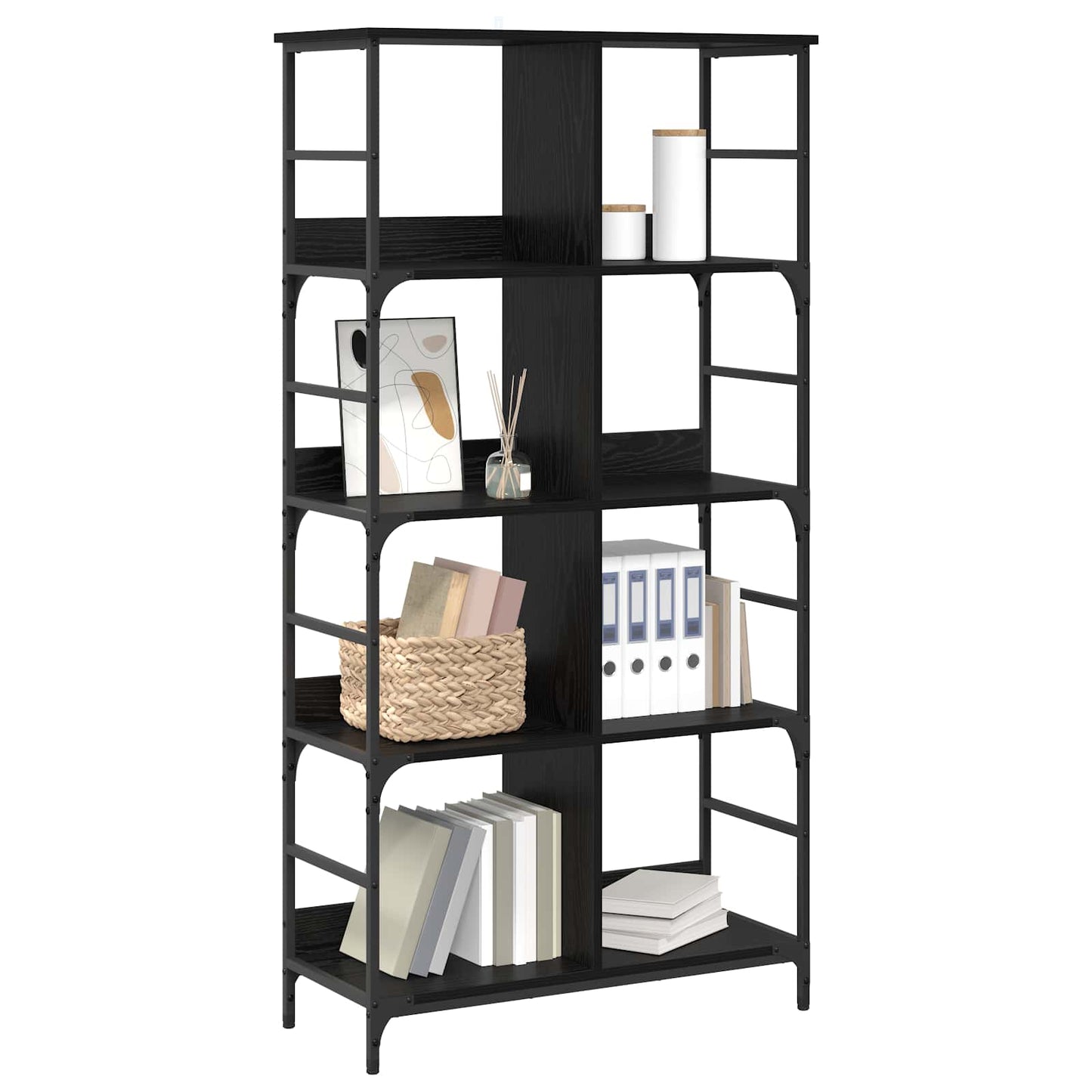 Bogreol 4 niveauer 78,5 x 33 x 153 cm metal PB Sort eg