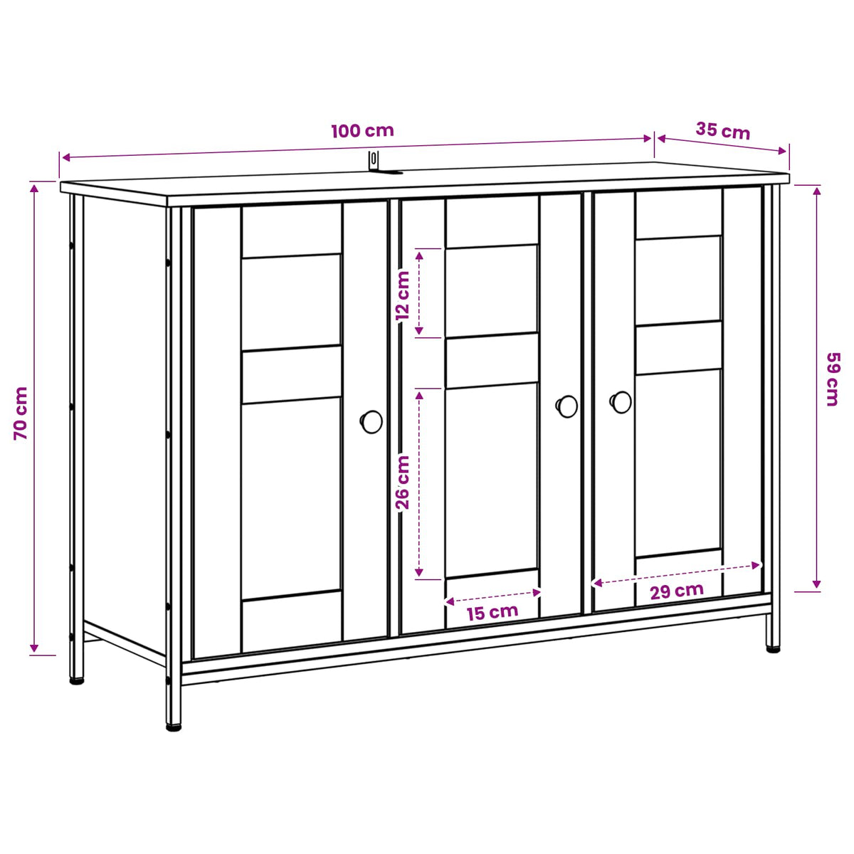 Sideboard Gammelt træ 100 x 35 x 70 cm Konstrueret træ