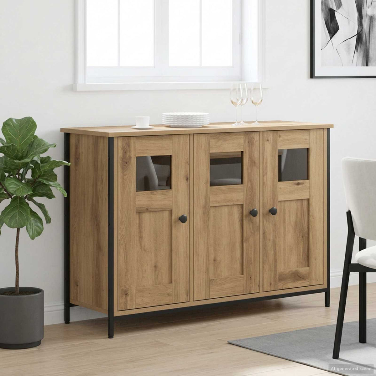 Sideboard Artisan-eg 100 x 35 x 70 cm Konstrueret træ