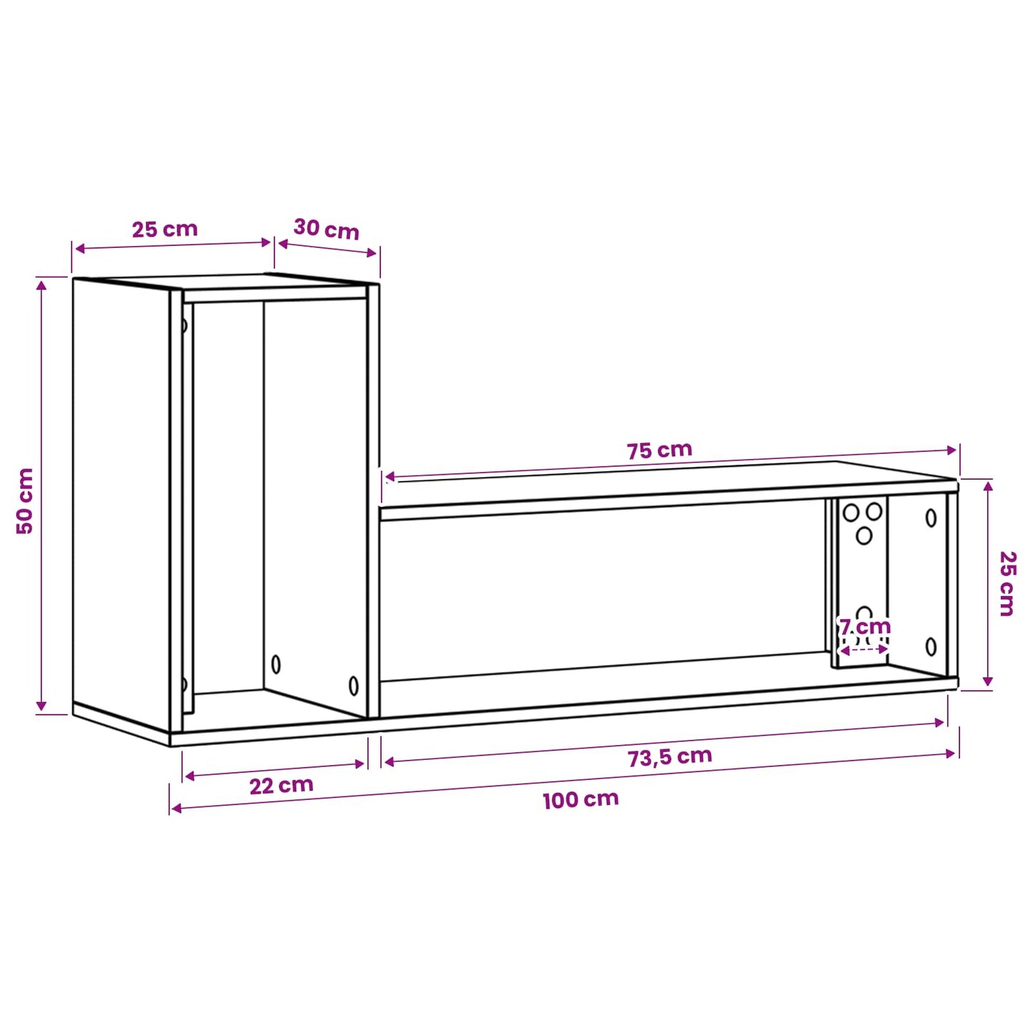 TV-skab 100 x 30 x 50 cm Gammelt træ Konstrueret træ