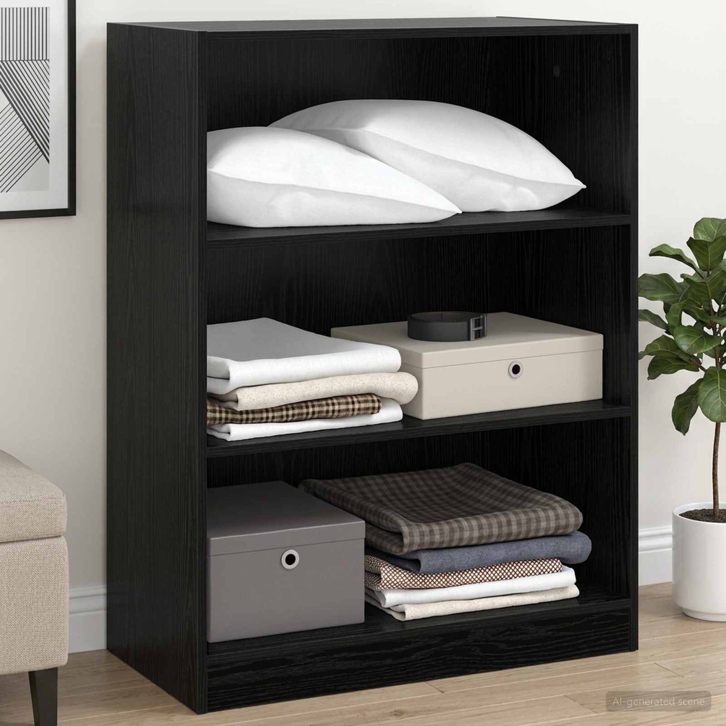 Garderobeskab Sort eg 77 x 48 x 102 cm Konstrueret træ