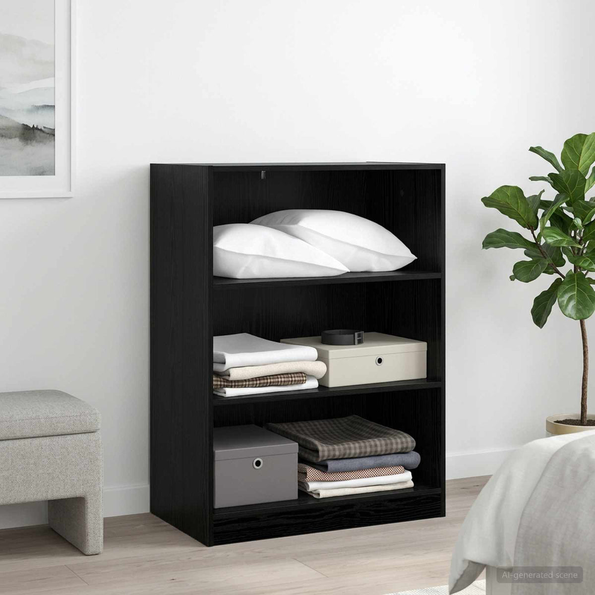 Garderobeskab Sort eg 77 x 48 x 102 cm Konstrueret træ