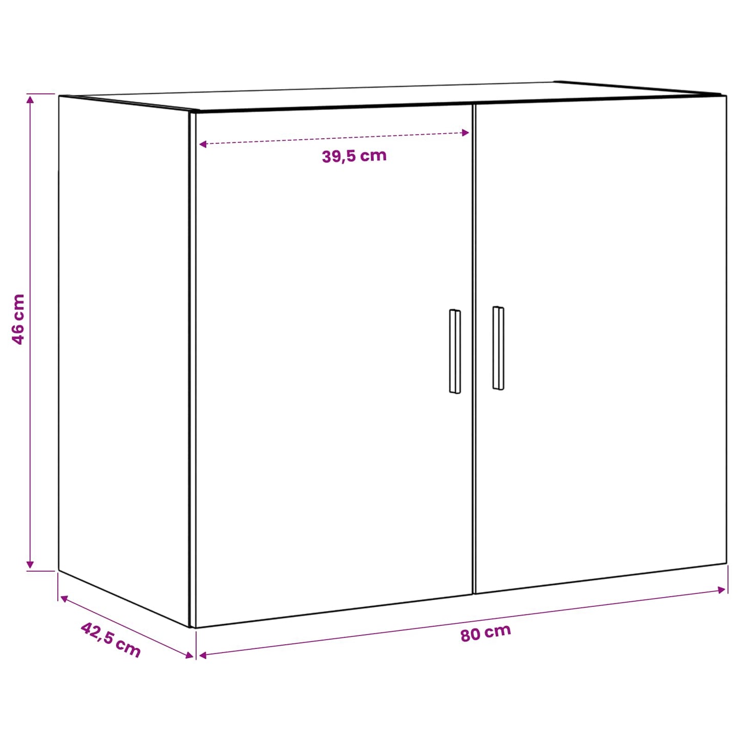 Vægskab Sort eg 80 x 42,5 x 64 cm Konstrueret træ