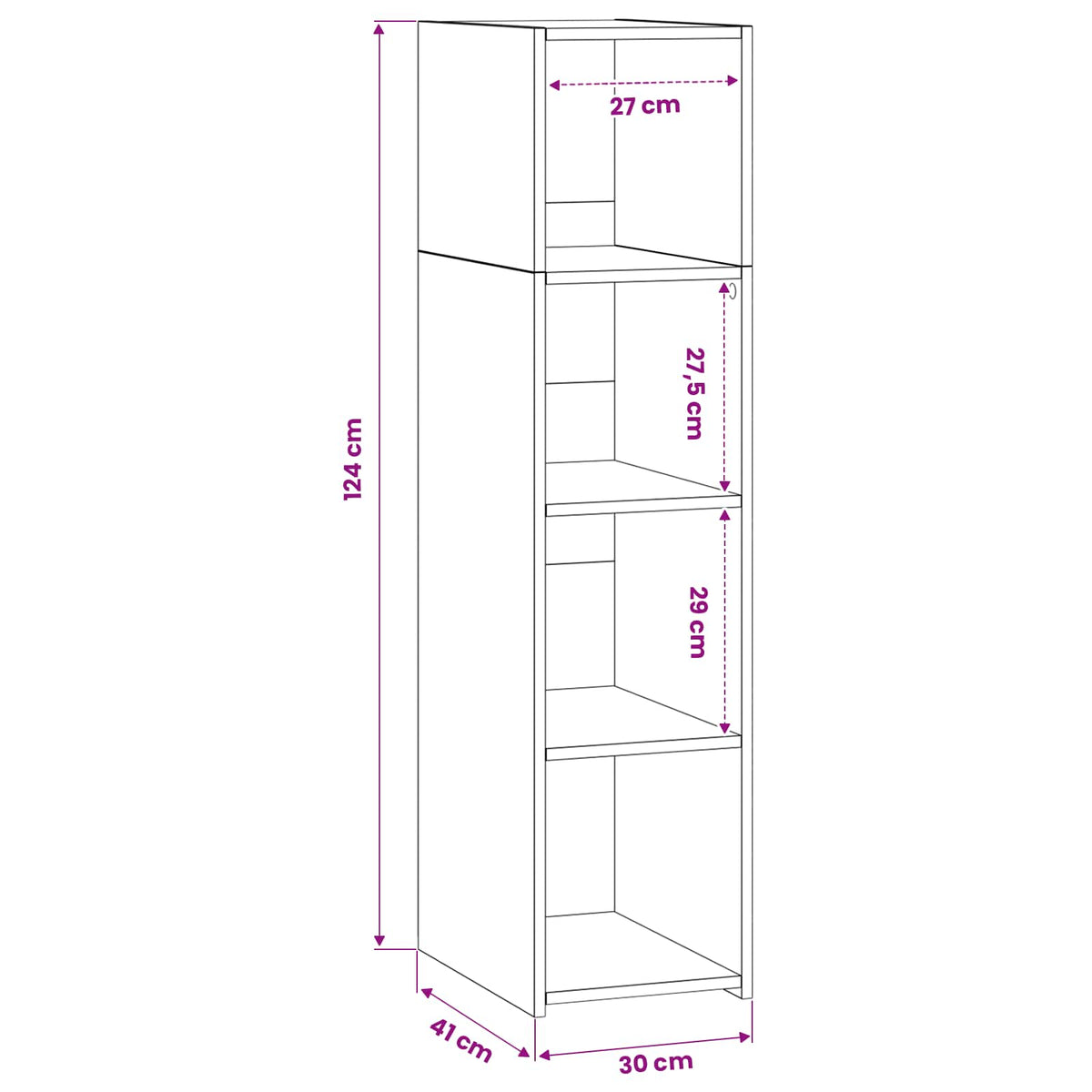 Highboard Artisan-eg 30 x 41 x 124 cm Konstrueret træ