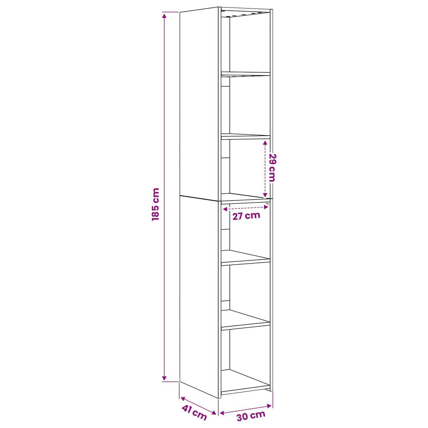 Highboard Artisan-eg 30 x 41 x 185 cm Konstrueret træ