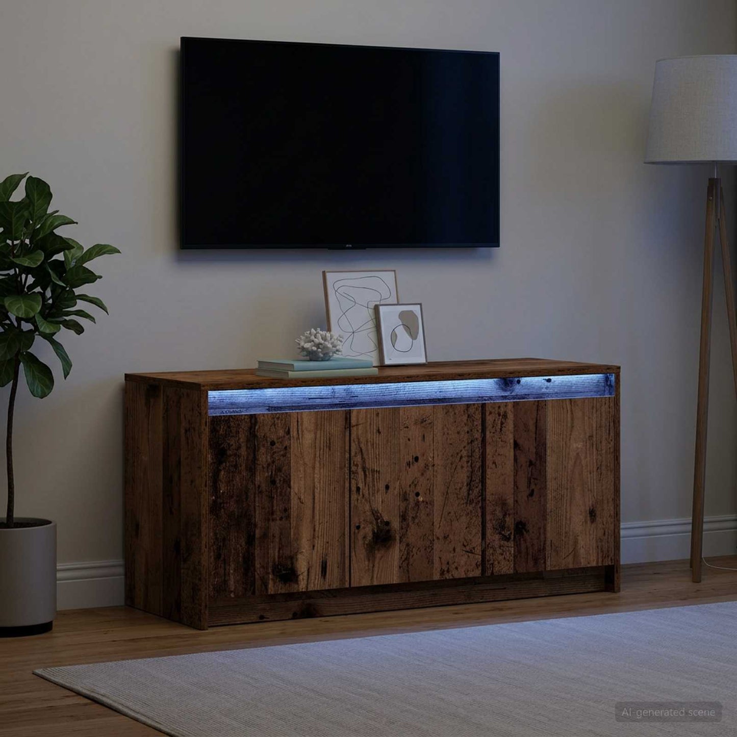 TV-skab 100 x 34 x 50 cm Gammelt træ Konstrueret træ