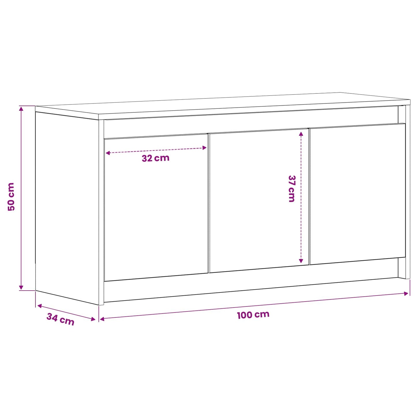 TV-skab 100 x 34 x 50 cm Sort eg Konstrueret træ