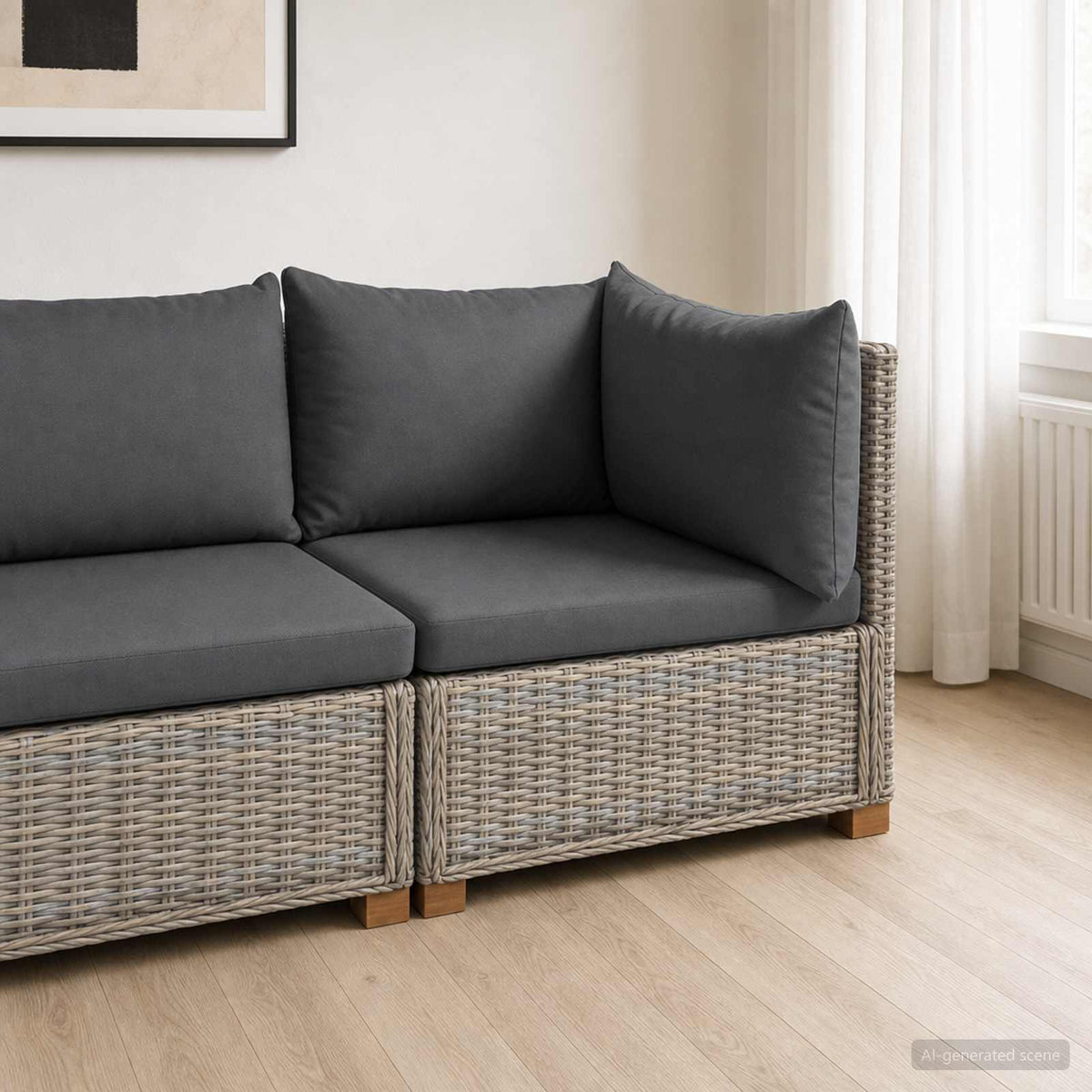 Hjørnesofa med puder GENDT Naturlig rattan Kubu Grå