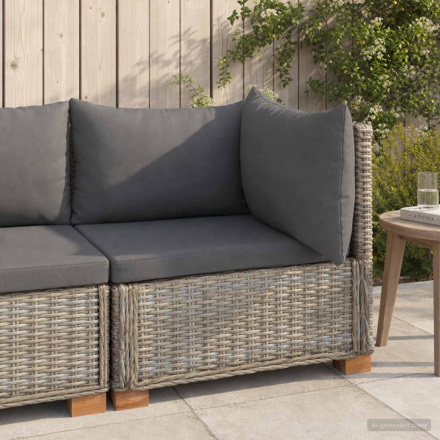 Hjørnesofa med puder GENDT Naturlig rattan Kubu Grå