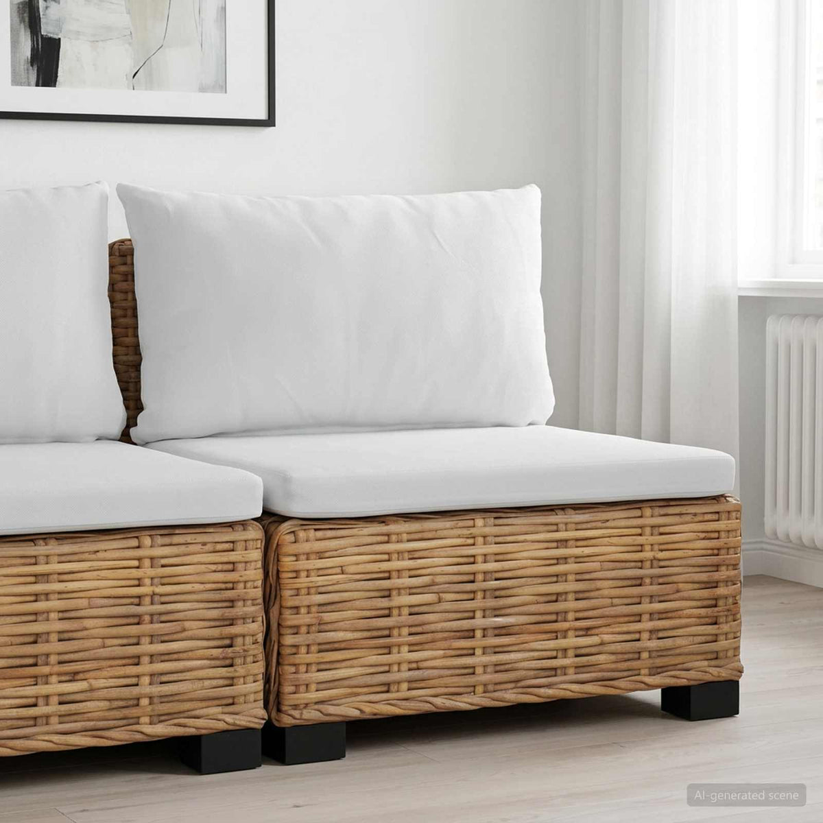 Mellemsofa med puder GENDT Naturlig rattan Naturfarvet