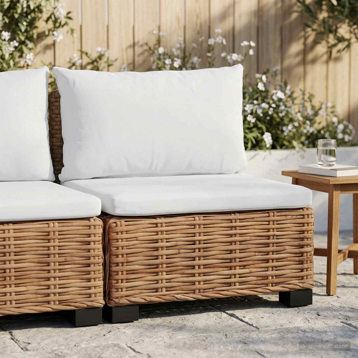 Mellemsofa med puder GENDT Naturlig rattan Naturfarvet