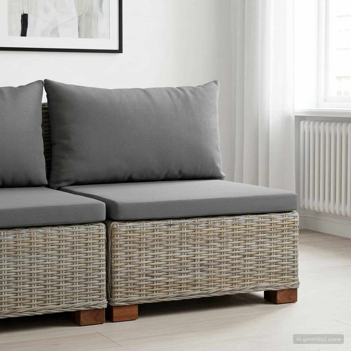 Mellemsofa med puder GENDT Naturlig rattan Kubu Grå