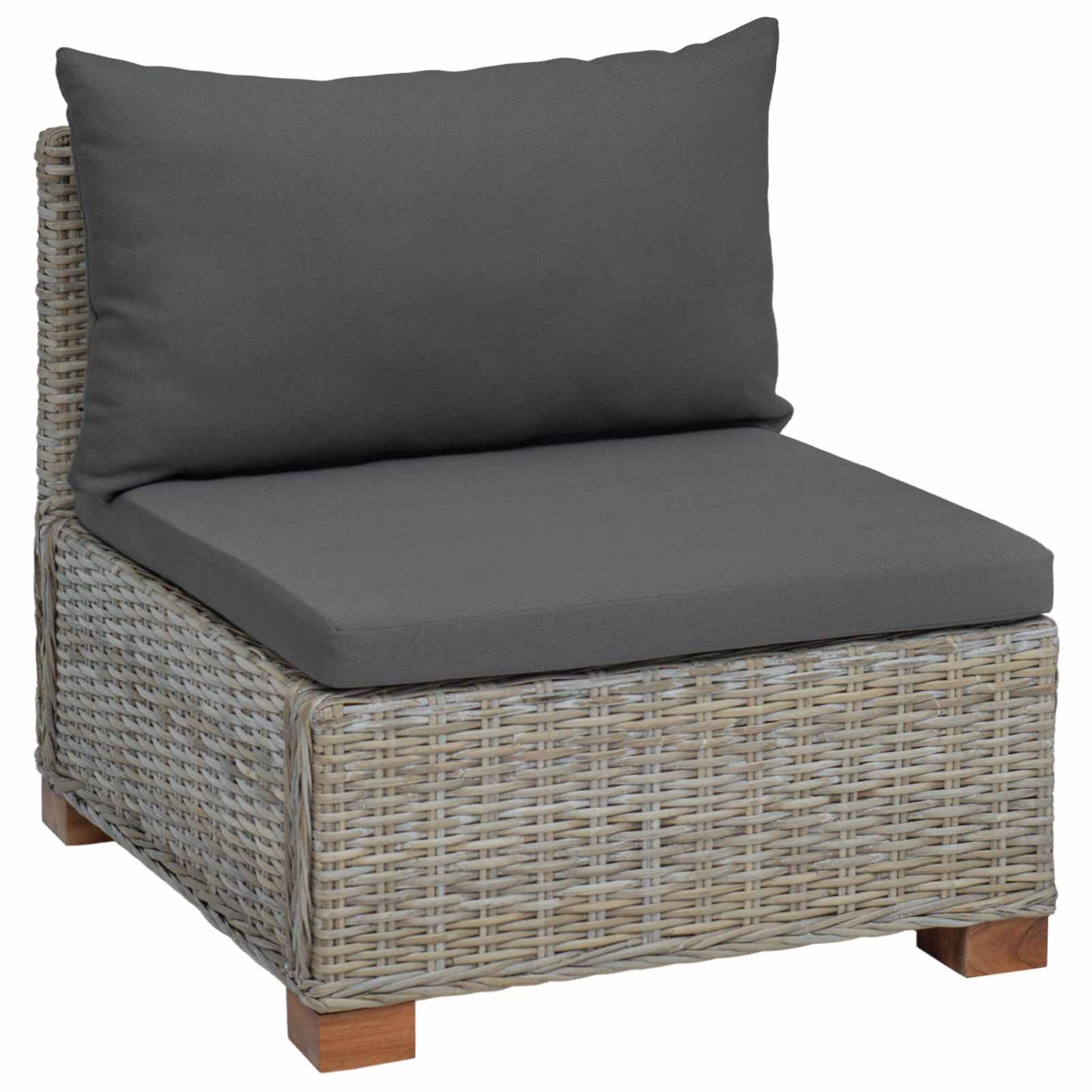 Mellemsofa med puder GENDT Naturlig rattan Kubu Grå