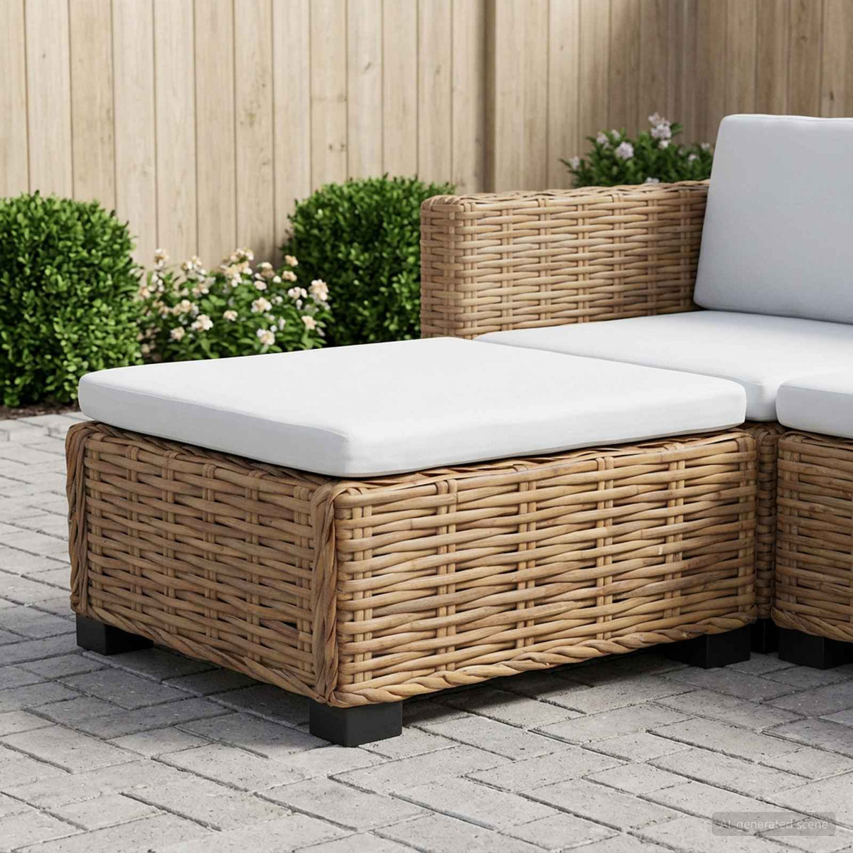 Fodstøtte med Pude GENDT Naturlig rattan Naturfarvet