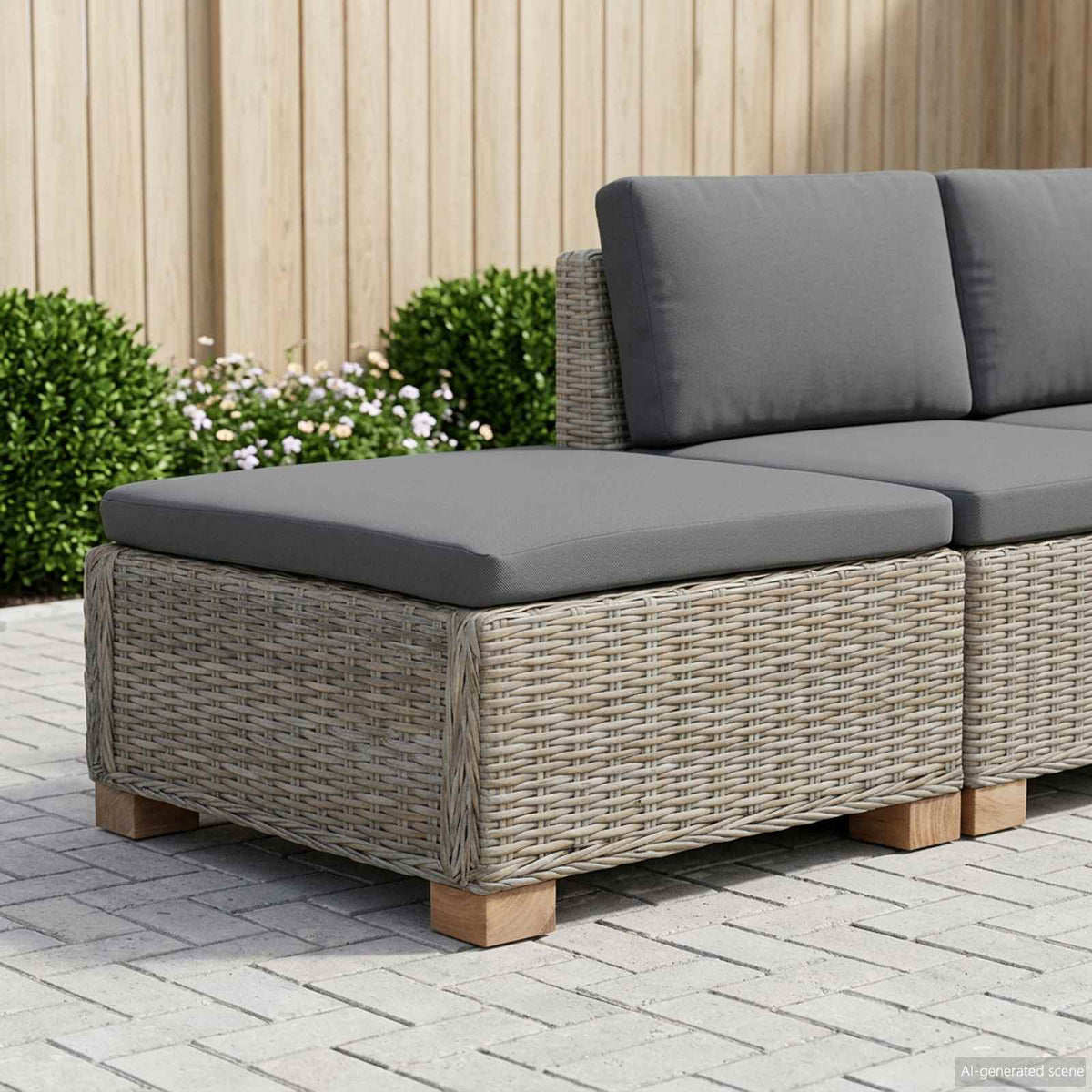Fodstøtte med Pude GENDT Naturlig rattan Kubu Grå